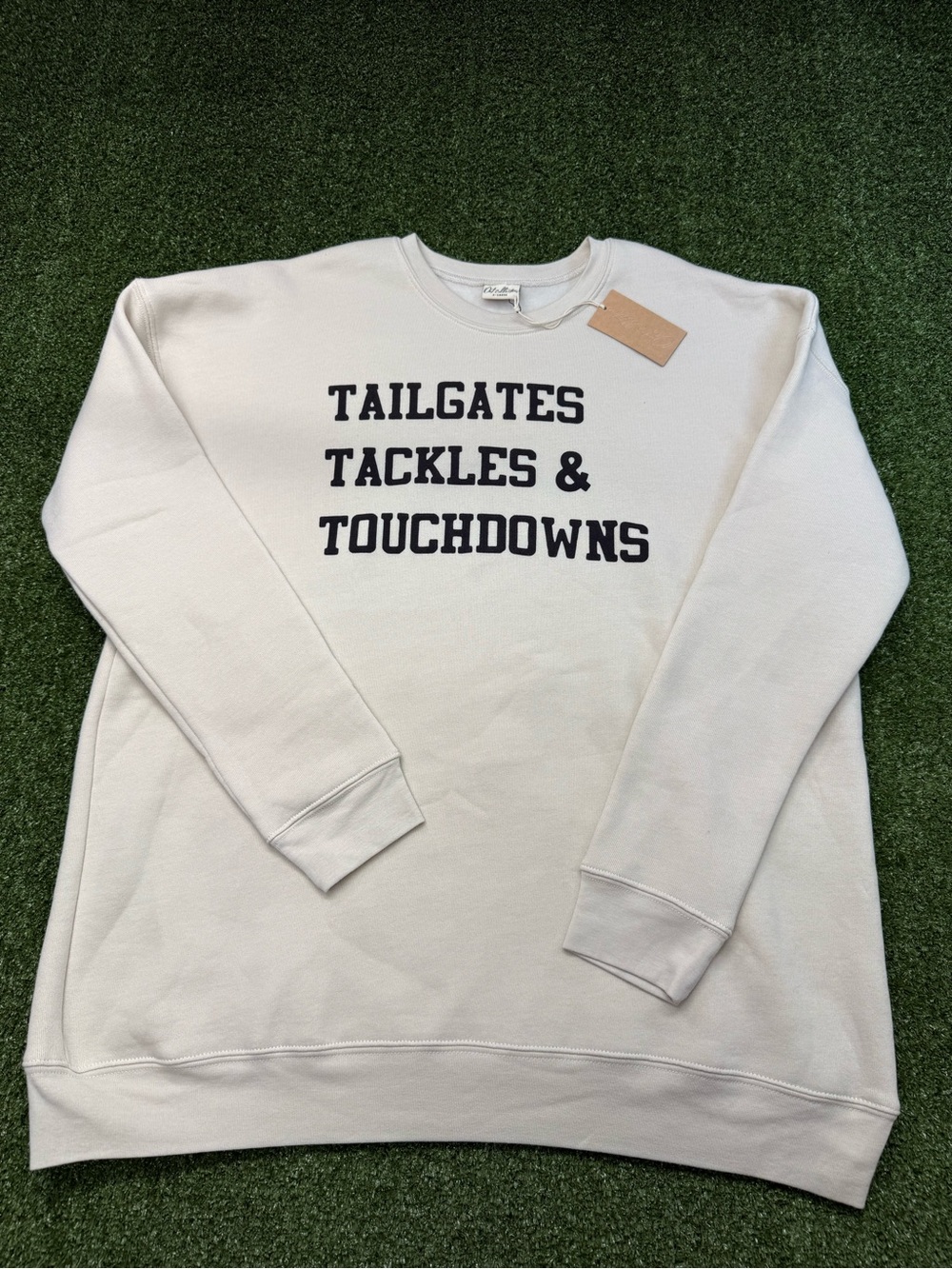 NWT Oat Collective "Tailgates Tackles & Touchdowns" Pullover Crewneck Beige XL